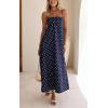 image:imageCHOUYATOU Womens 2026 Vintage Polka Dot Maxi Dress Back Smocked Spaghetti Strap Ruffle Hem Swing Long DressNavy