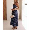 image:imageCHOUYATOU Womens 2026 Vintage Polka Dot Maxi Dress Back Smocked Spaghetti Strap Ruffle Hem Swing Long DressNavy