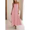 image:imageCHOUYATOU Womens 2026 Vintage Polka Dot Maxi Dress Back Smocked Spaghetti Strap Ruffle Hem Swing Long DressPink