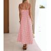 image:imageCHOUYATOU Womens 2026 Vintage Polka Dot Maxi Dress Back Smocked Spaghetti Strap Ruffle Hem Swing Long DressPink