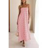 image:imageCHOUYATOU Womens 2026 Vintage Polka Dot Maxi Dress Back Smocked Spaghetti Strap Ruffle Hem Swing Long DressPink