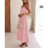 image:imageCHOUYATOU Womens 2026 Vintage Polka Dot Maxi Dress Back Smocked Spaghetti Strap Ruffle Hem Swing Long DressPink