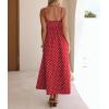 image:imageCHOUYATOU Womens 2026 Vintage Polka Dot Maxi Dress Back Smocked Spaghetti Strap Ruffle Hem Swing Long DressRed
