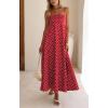 image:imageCHOUYATOU Womens 2026 Vintage Polka Dot Maxi Dress Back Smocked Spaghetti Strap Ruffle Hem Swing Long DressRed