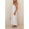 image:imageCHOUYATOU Womens 2026 Vintage Polka Dot Maxi Dress Back Smocked Spaghetti Strap Ruffle Hem Swing Long DressWhite
