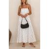 image:imageCHOUYATOU Womens 2026 Vintage Polka Dot Maxi Dress Back Smocked Spaghetti Strap Ruffle Hem Swing Long DressWhite