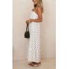 image:imageCHOUYATOU Womens 2026 Vintage Polka Dot Maxi Dress Back Smocked Spaghetti Strap Ruffle Hem Swing Long DressWhite