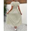 image:imageCHOUYATOU Womens Boho Striped Smocked Maxi Dress Sexy Flutter Sleeve Flowy Swing Long Dress with PocketsArmy Green
