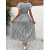 image:imageCHOUYATOU Womens Boho Striped Smocked Maxi Dress Sexy Flutter Sleeve Flowy Swing Long Dress with PocketsBlack