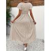 image:imageCHOUYATOU Womens Boho Striped Smocked Maxi Dress Sexy Flutter Sleeve Flowy Swing Long Dress with PocketsBrown