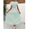 image:imageCHOUYATOU Womens Boho Striped Smocked Maxi Dress Sexy Flutter Sleeve Flowy Swing Long Dress with PocketsGreen