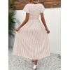 image:imageCHOUYATOU Womens Boho Striped Smocked Maxi Dress Sexy Flutter Sleeve Flowy Swing Long Dress with PocketsKhaki