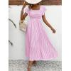 image:imageCHOUYATOU Womens Boho Striped Smocked Maxi Dress Sexy Flutter Sleeve Flowy Swing Long Dress with PocketsPink