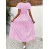 image:imageCHOUYATOU Womens Boho Striped Smocked Maxi Dress Sexy Flutter Sleeve Flowy Swing Long Dress with PocketsPink