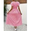 image:imageCHOUYATOU Womens Boho Striped Smocked Maxi Dress Sexy Flutter Sleeve Flowy Swing Long Dress with PocketsRed
