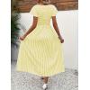 image:imageCHOUYATOU Womens Boho Striped Smocked Maxi Dress Sexy Flutter Sleeve Flowy Swing Long Dress with PocketsYellow