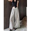 image:imagechouyatou Women Summer Floral Eyelet Lace Wide Leg Pants Boho Casual Cotton Palazzo Beach Pants TrousersGrey