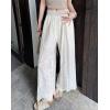 image:imagechouyatou Women Summer Floral Eyelet Lace Wide Leg Pants Boho Casual Cotton Palazzo Beach Pants TrousersOffwhite