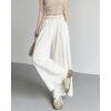 image:imagechouyatou Women Summer Floral Eyelet Lace Wide Leg Pants Boho Casual Cotton Palazzo Beach Pants TrousersOffwhite
