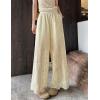 image:imagechouyatou Women Summer Floral Eyelet Lace Wide Leg Pants Boho Casual Cotton Palazzo Beach Pants TrousersYellow