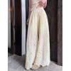 image:imagechouyatou Women Summer Floral Eyelet Lace Wide Leg Pants Boho Casual Cotton Palazzo Beach Pants TrousersYellow