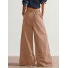 image:imagechouyatou Womens Boho Floral Wide Leg Jeans Y2k Distressed Fringe Baggy Jeans Denim Culotte Palazzo Pants TrousersKhaki