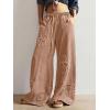 image:imagechouyatou Womens Boho Floral Wide Leg Jeans Y2k Distressed Fringe Baggy Jeans Denim Culotte Palazzo Pants TrousersKhaki