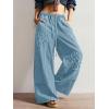 image:imagechouyatou Womens Boho Floral Wide Leg Jeans Y2k Distressed Fringe Baggy Jeans Denim Culotte Palazzo Pants TrousersLight Blue