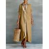 image:imagechouyatou Womens Contrast Color Button Down Shirt Dress Short Sleeve Cotton Linen Casual Loose Beach Long Maxi DressBrown