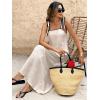 image:imagechouyatou Womens Sexy Tie Strap Maxi Dress Cotton Linen Flowy Pleated Long Dress Boho Beach Party Tank Sun DressApricot