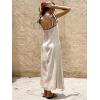 image:imagechouyatou Womens Sexy Tie Strap Maxi Dress Cotton Linen Flowy Pleated Long Dress Boho Beach Party Tank Sun DressApricot