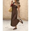 image:imagechouyatou Womens Sexy Tie Strap Maxi Dress Cotton Linen Flowy Pleated Long Dress Boho Beach Party Tank Sun DressDark Brown