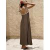 image:imagechouyatou Womens Sexy Tie Strap Maxi Dress Cotton Linen Flowy Pleated Long Dress Boho Beach Party Tank Sun DressDark Brown