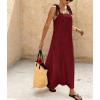 image:imagechouyatou Womens Sexy Tie Strap Maxi Dress Cotton Linen Flowy Pleated Long Dress Boho Beach Party Tank Sun DressDark Red