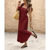 image:imagechouyatou Womens Sexy Tie Strap Maxi Dress Cotton Linen Flowy Pleated Long Dress Boho Beach Party Tank Sun DressDark Red