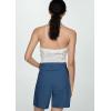 image:imagechouyatou Womens Striped High Waisted Jean Shorts Y2K Cargo Denim Shorts with PocketsBlue Denim