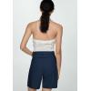 image:imagechouyatou Womens Striped High Waisted Jean Shorts Y2K Cargo Denim Shorts with PocketsDark Blue Denim