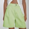 image:imagechouyatou Womens Striped High Waisted Jean Shorts Y2K Cargo Denim Shorts with PocketsGreen