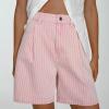 image:imagechouyatou Womens Striped High Waisted Jean Shorts Y2K Cargo Denim Shorts with PocketsPink