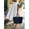 image:imagechouyatou Womens Summer Flutter Sleeve Tiered Babydoll Dress Cute ALine Midi Long Tunic DressWhite
