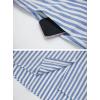 image:imagechouyatou Womens Summer Puff Short Sleeve Striped Shirt Dress Button Down Lapel Midi Long Shift Dress with PocketsBlue
