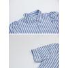 image:imagechouyatou Womens Summer Puff Short Sleeve Striped Shirt Dress Button Down Lapel Midi Long Shift Dress with PocketsBlue