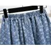 image:imagechouyatou Womens Vintage Floral Print Denim Skirt High Elastic Waist A Line Pleated Midi Long Jean Skirt with PocketsLight Blue