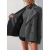 image:imagechouyatou Womens Winter Herringbone Cropped Wool Coat Double Breasted Casual Dressy Short Wool Blend JacketDark Grey