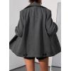 image:imagechouyatou Womens Winter Herringbone Cropped Wool Coat Double Breasted Casual Dressy Short Wool Blend JacketDark Grey