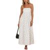 image:imageCHOUYATOU Womens 2026 Vintage Polka Dot Maxi Dress Back Smocked Spaghetti Strap Ruffle Hem Swing Long DressWhite