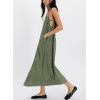 image:imagechouyatou Womens Adjustable Spaghetti Strap Denim Dress Distressed ALine Swing Maxi Long Jean DressArmy Green