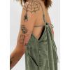 image:imagechouyatou Womens Adjustable Spaghetti Strap Denim Dress Distressed ALine Swing Maxi Long Jean DressArmy Green