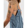 image:imagechouyatou Womens Adjustable Spaghetti Strap Denim Dress Distressed ALine Swing Maxi Long Jean DressBlue