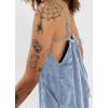 image:imagechouyatou Womens Adjustable Spaghetti Strap Denim Dress Distressed ALine Swing Maxi Long Jean DressLight Blue